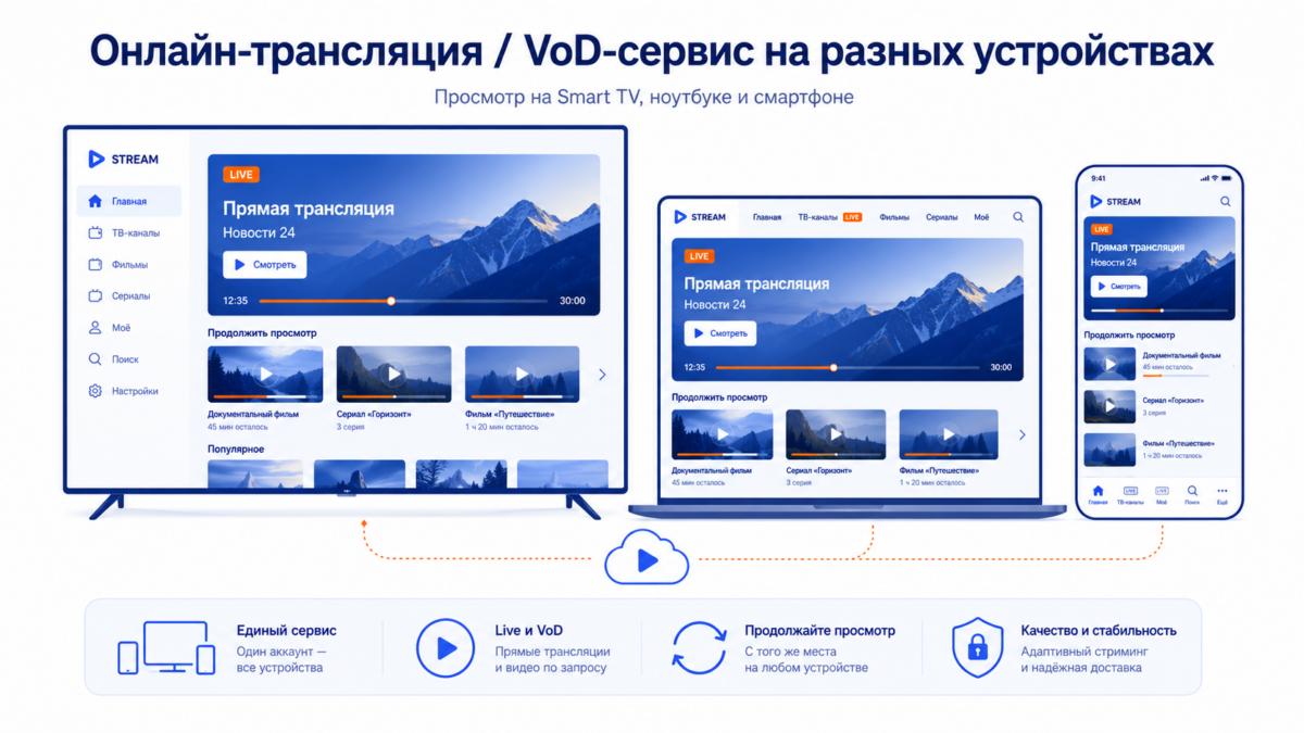 VOD сервис под разные устройства